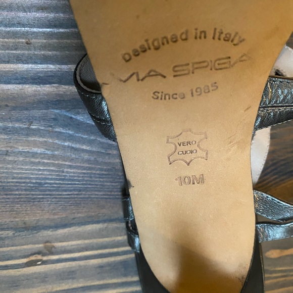 Via Spiga Heels Leather Sandals Sz 10 Granite - Picture 5 of 11